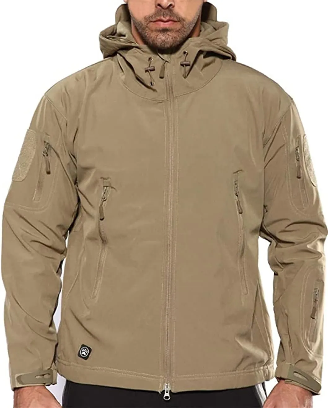 HARGLESMAN Men's Outdoor Waterproof Soft Shell Hooded Fleece Military Functional Jacket