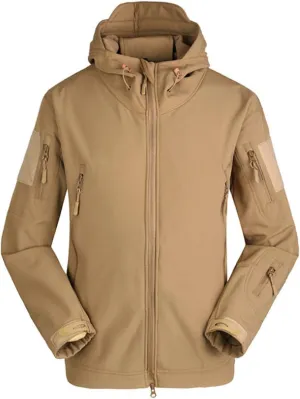 HARGLESMAN Men's Outdoor Waterproof Soft Shell Hooded Fleece Military Functional Jacket