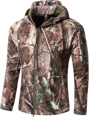 HARGLESMAN Men's Outdoor Waterproof Soft Shell Hooded Fleece Military Functional Jacket