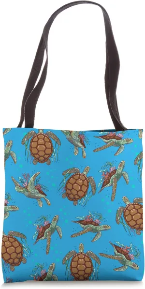 Hawaii Blue Sea Ocean Summer Coral Reefs Underwater Turtle Tote Bag