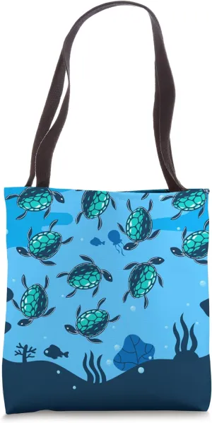 Hawaii Blue Sea Ocean Summer Coral Reefs Underwater Turtle Tote Bag