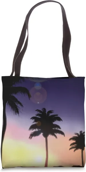 Hawaii island palm trees at sunset beach vacation summer sun Tote Bag