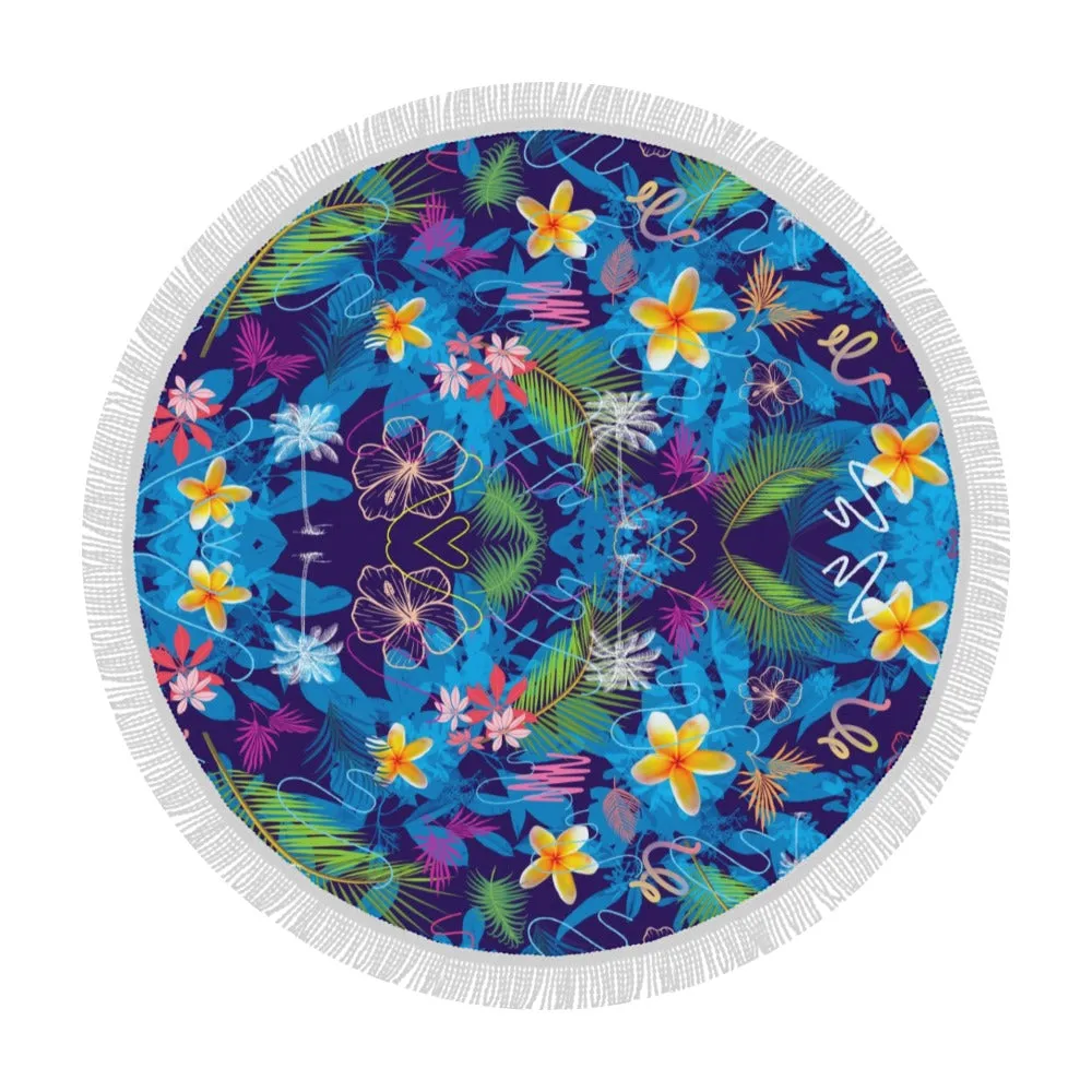 Hawaiian Blue Circular Beach Shawl / Blanket (FWS)