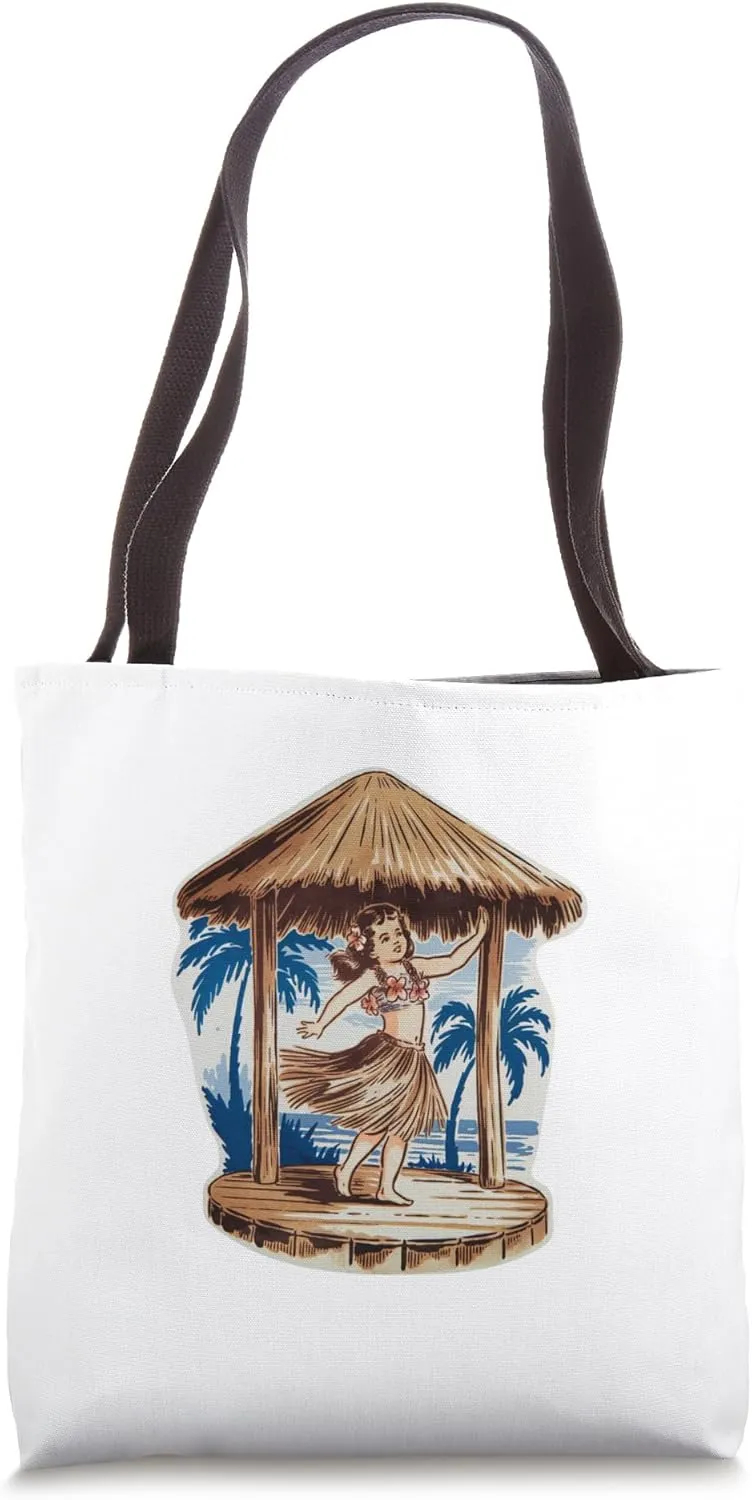 Hawaiian Hula Dancer Art Beach Hut Tiki Tote Bag