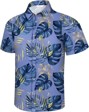 Hawaiian Shirt for Men, Mens Tropical Shirts Short Sleeve, Summer Button Down Vacation Outfits