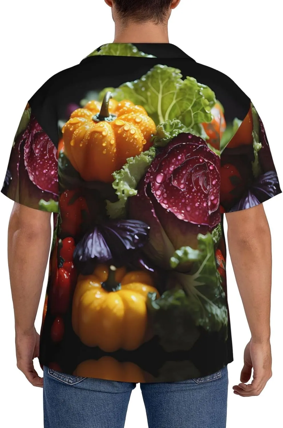Hawaiian Shirt for Men - Summer Button Up Shirt Short Sleeve Fresh Cabbage Print Beach Casual Shirt (M-4XXL)