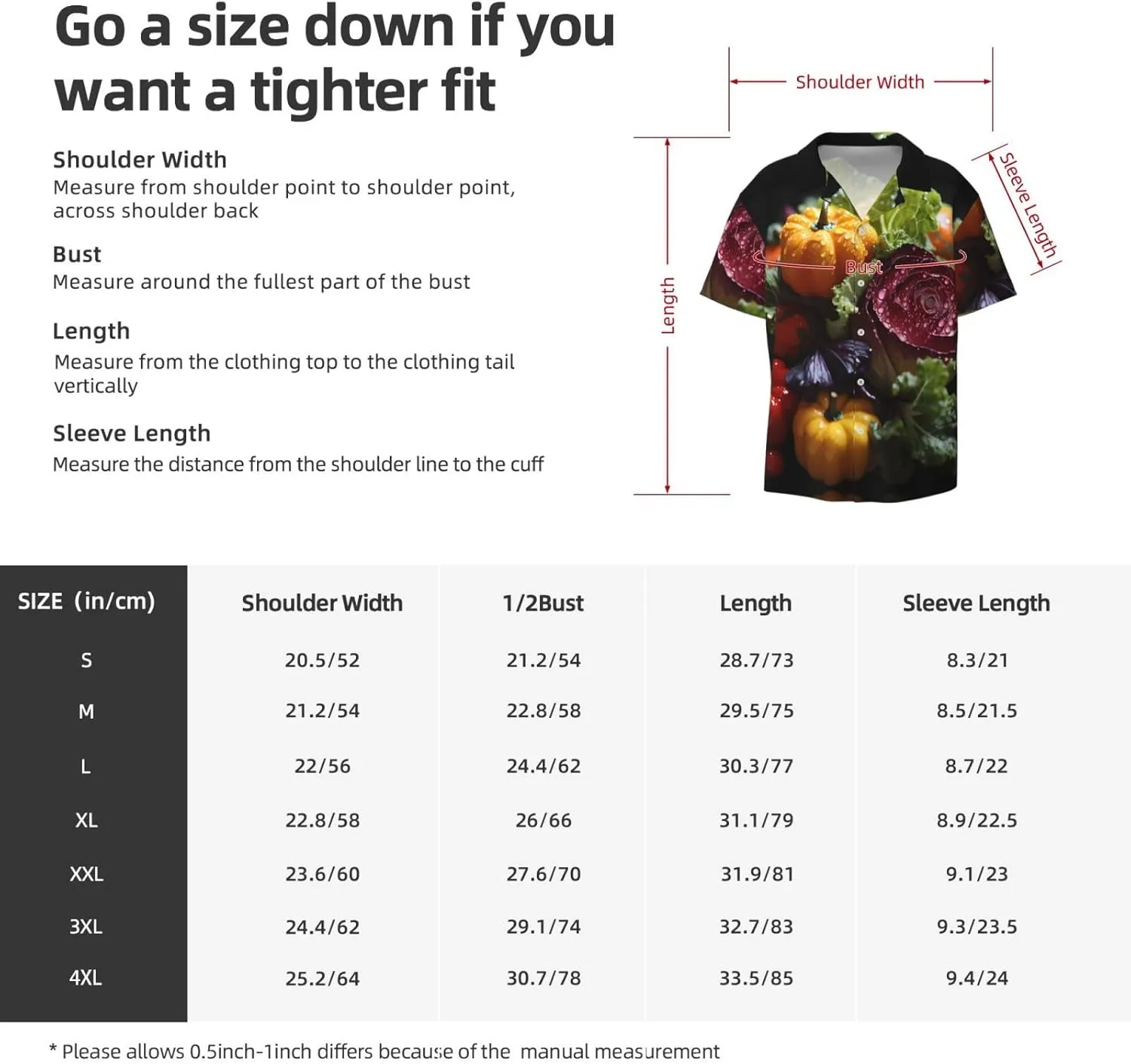 Hawaiian Shirt for Men - Summer Button Up Shirt Short Sleeve Fresh Cabbage Print Beach Casual Shirt (M-4XXL)