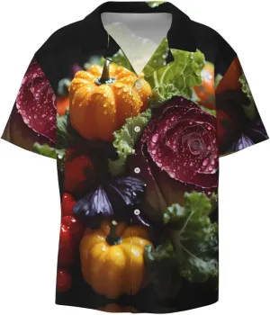 Hawaiian Shirt for Men - Summer Button Up Shirt Short Sleeve Fresh Cabbage Print Beach Casual Shirt (M-4XXL)