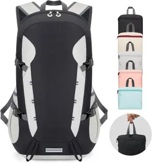 Hiking Backpack,40L Travel Backpacks for Men Women,Water Resistant Ultra Lightweight Foldable Packable Camping Daypack,Black White
