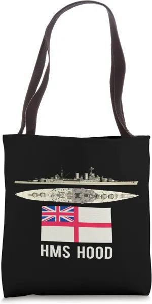 HMS Hood British Battleship Diagram Navy Flag Tote Bag