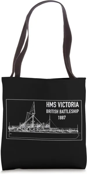 HMS Victoria British 1887 Battleship Blueprint Tote Bag