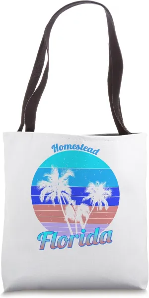 Homestead Florida Retro Tropical Palm Trees Vacation Tote Bag