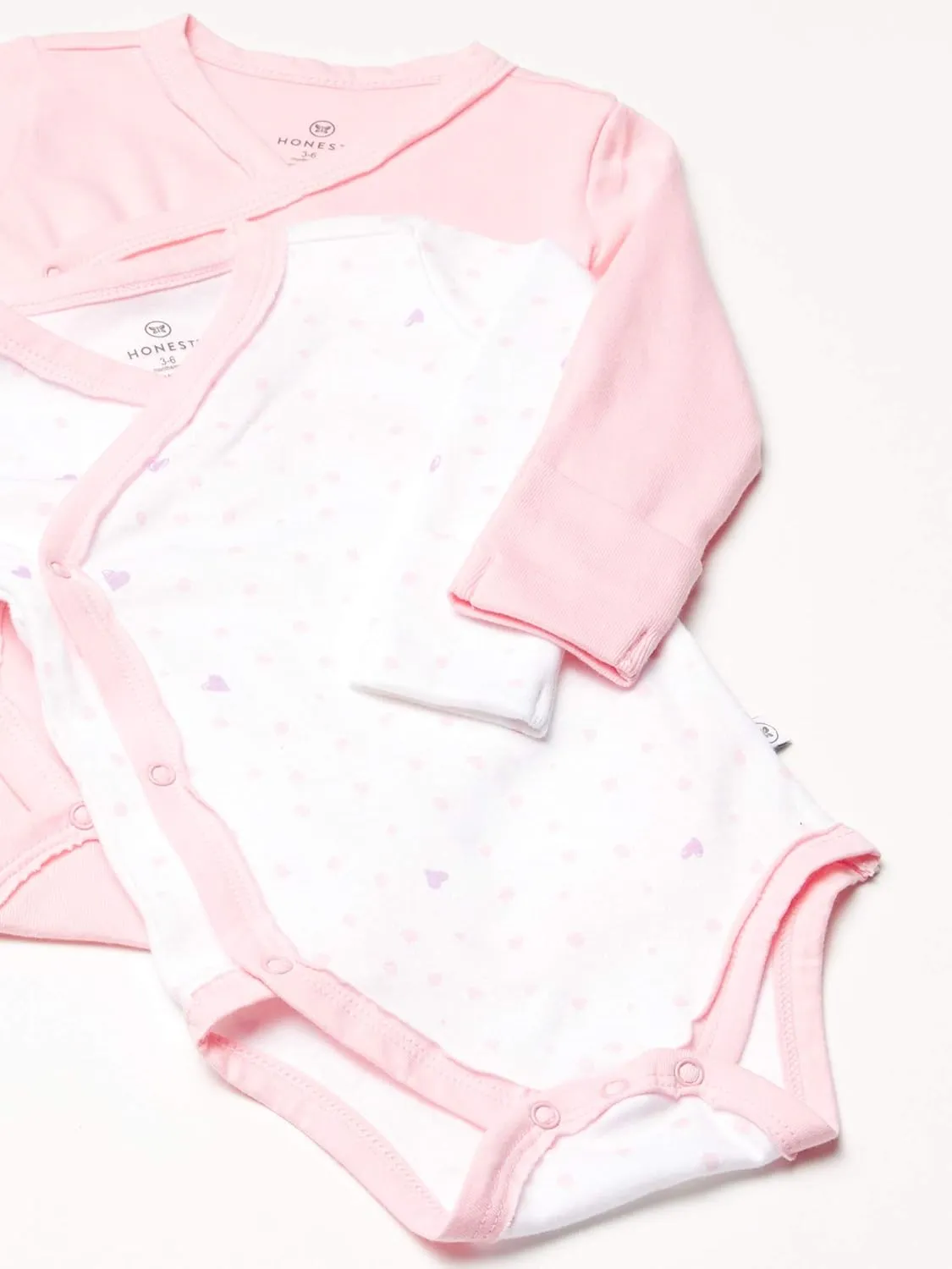 HonestBaby Baby Long Sleeve Side-Snap Organic Cotton Kimono Bodysuits (3 Pack)