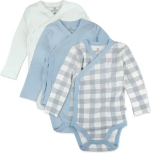 HonestBaby Baby Long Sleeve Side-Snap Organic Cotton Kimono Bodysuits (3 Pack)