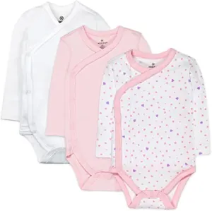 HonestBaby Baby Long Sleeve Side-Snap Organic Cotton Kimono Bodysuits (3 Pack)
