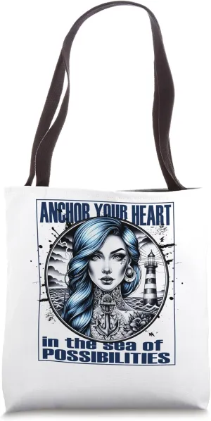 Hope Tattoo Design with Anchor Retro Maritime Tote Bag