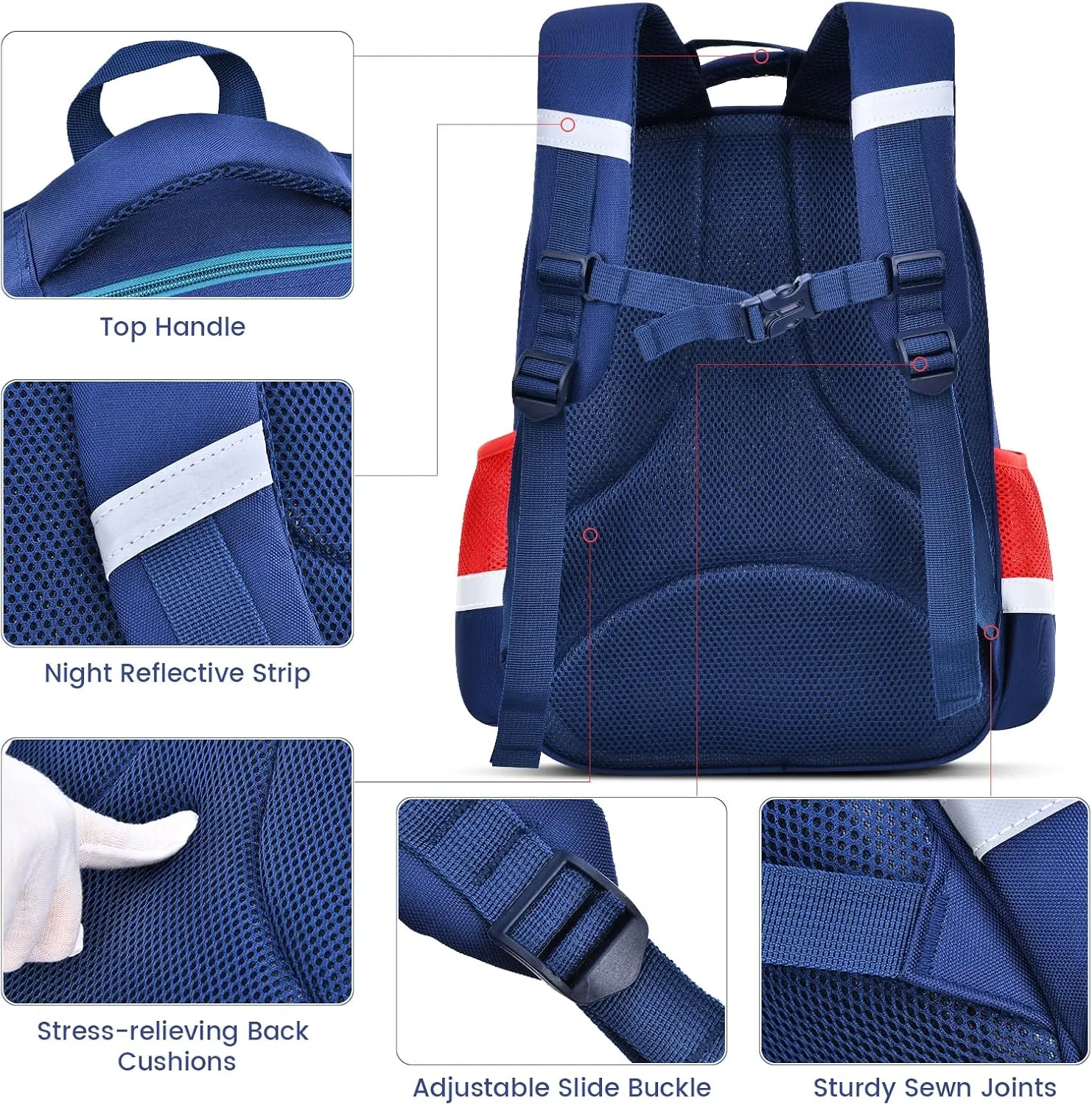 HOPYOCK-School Bags for Boys Girls Kids,Multi-Pocket Unisex Children Backpacks with Night Reflection Primary School Backpack