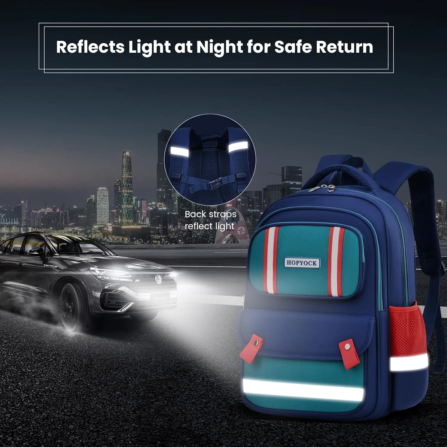 HOPYOCK-School Bags for Boys Girls Kids,Multi-Pocket Unisex Children Backpacks with Night Reflection Primary School Backpack