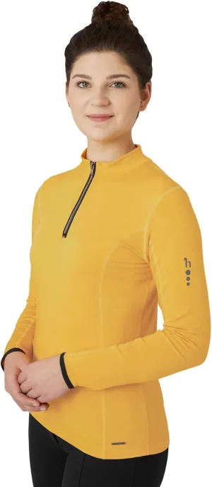 HORZE Lucy Womens Long Sleeved Half Zip Ventilated Shirt - Golden Rod - 14