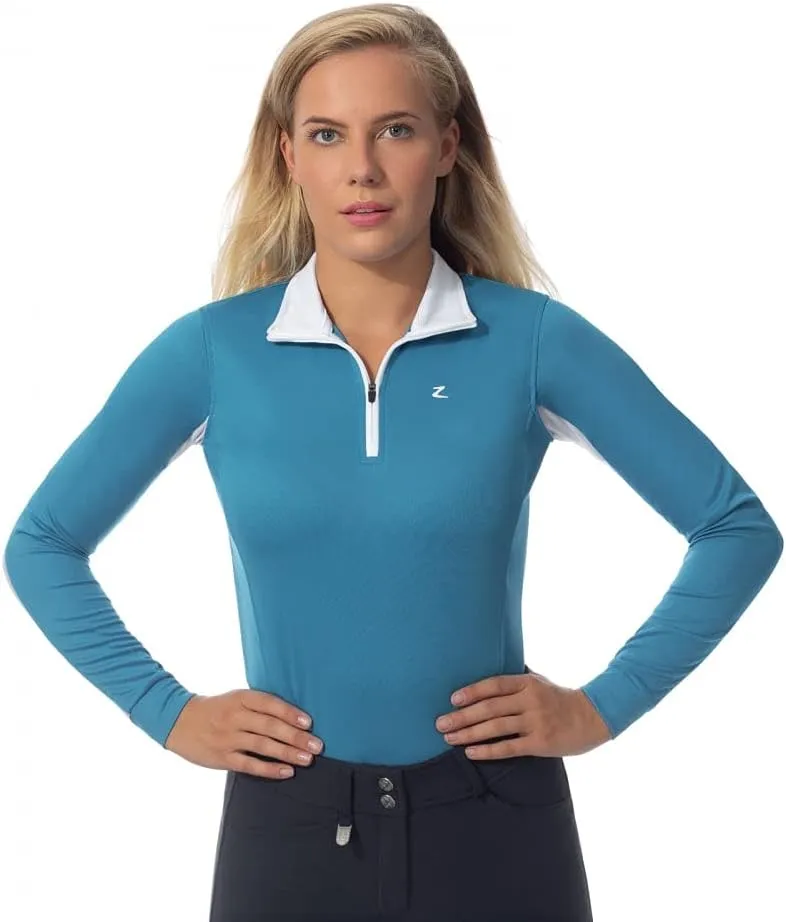 HORZE Women's Trista Long Sleeved Technical Moisture-Wicking Equestrian Sun Shirt | Mesh Under-Sleeves, UV Protection