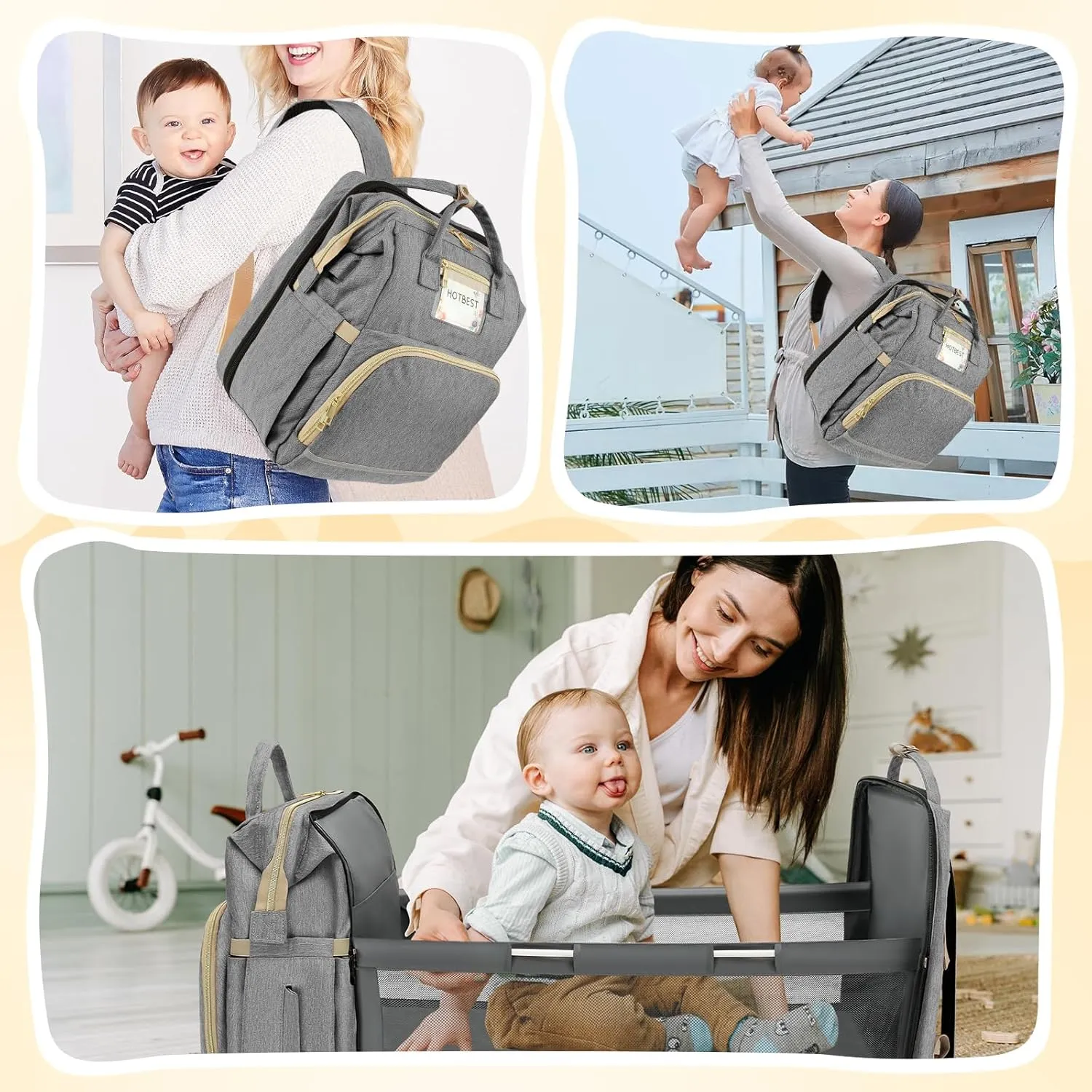 HOTBEST Backpacks, Gray, with Shade Cloth