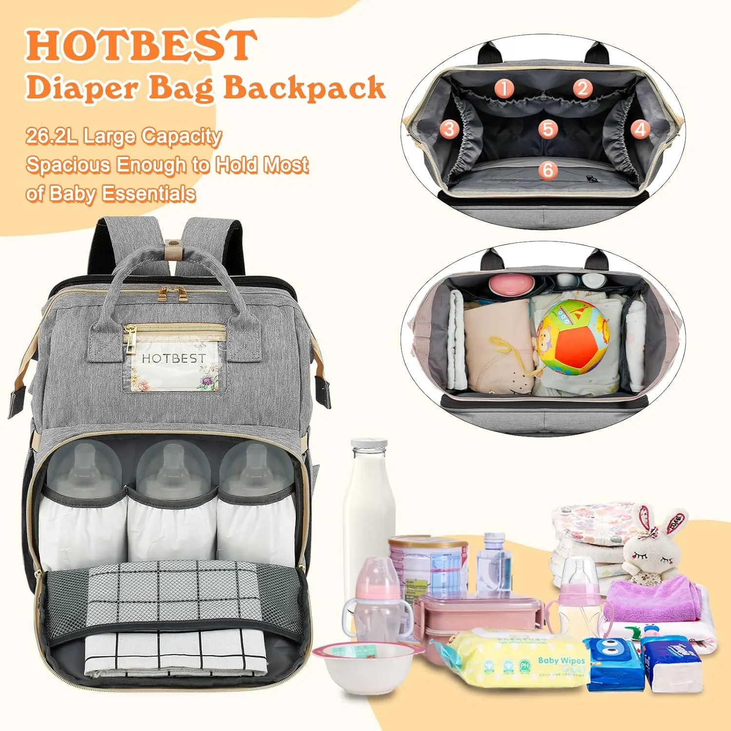 HOTBEST Backpacks, Gray, with Shade Cloth