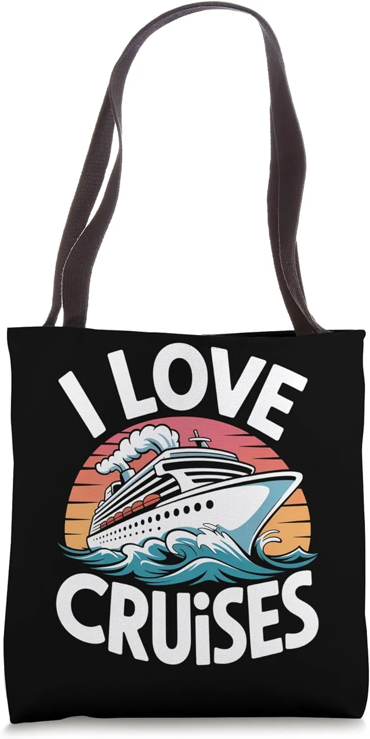 I Love Cruises Nautical Ocean Travel Tote Bag