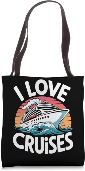 I Love Cruises Nautical Ocean Travel Tote Bag
