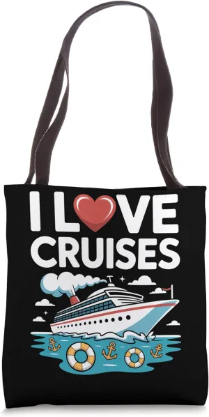 I Love Cruises Nautical Travel Lovers Design Tote Bag
