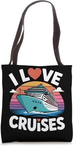 I Love Cruises Ocean Ship Sunset Tote Bag