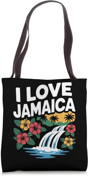 I Love Jamaica Tropical Waterfall Beach Tote Bag