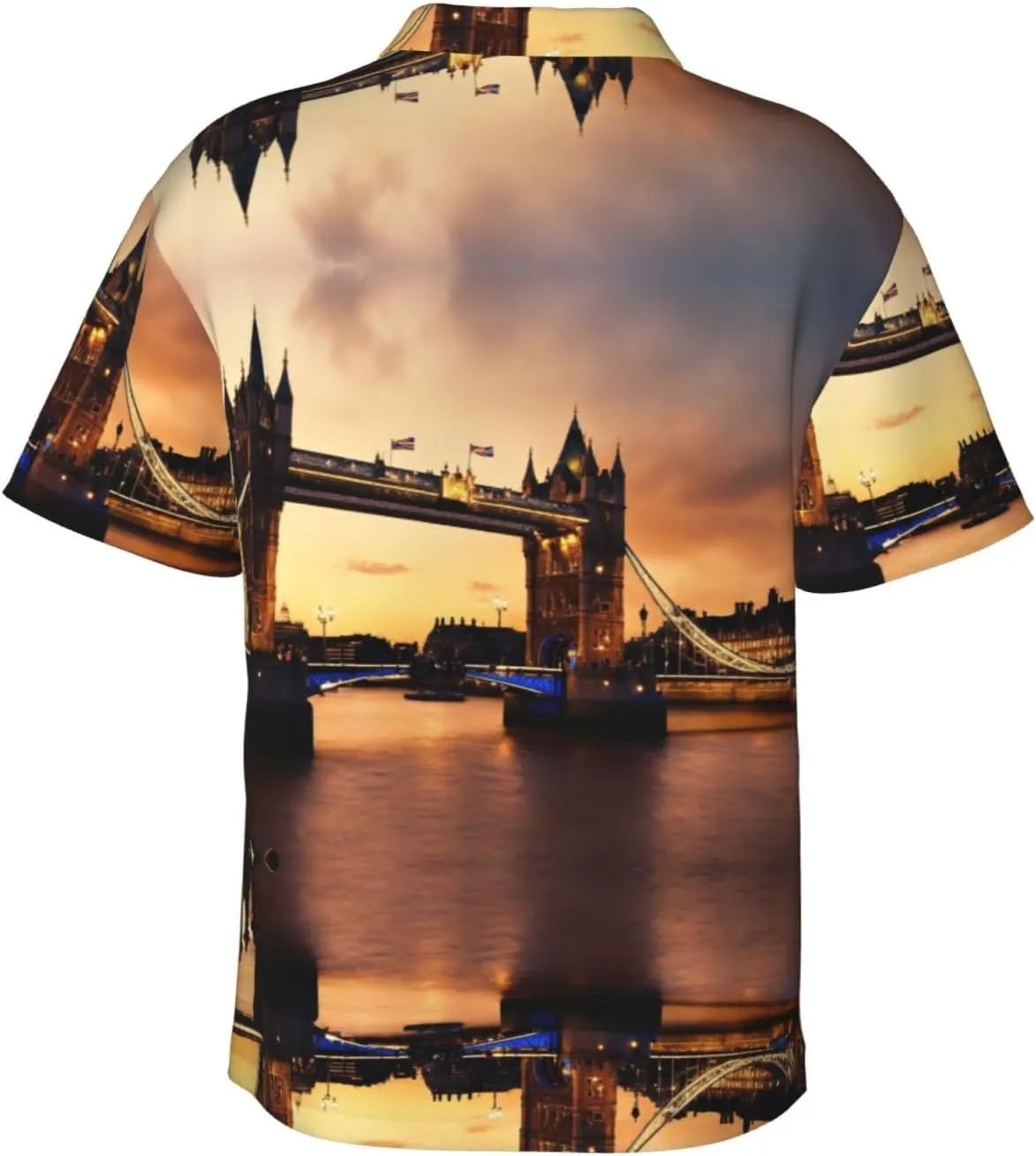 I Love London Print Beach Shirt Men Hawaiian Shirts Casual Short Sleeve Lightweight for Travel Vacation