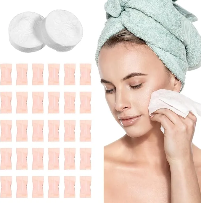 Ipetboom 100pcs Compressed Towel Mini Tablets Disposable Portable Face Towel Cotton Coin Tissue Hand Wipe for Travel, Camping, Hiking, Sport, Beauty Salon, Home