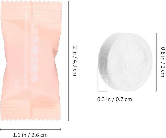 Ipetboom 100pcs Compressed Towel Mini Tablets Disposable Portable Face Towel Cotton Coin Tissue Hand Wipe for Travel, Camping, Hiking, Sport, Beauty Salon, Home