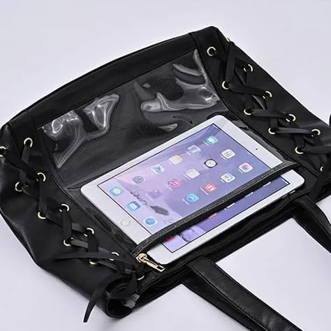 Ita Bag Shoulder Bag Women Men, Cute JK Y2K Top Handle Daypack Aesthetic Itabag Harajuku for Hiking Travel Trip Cosplay (black)