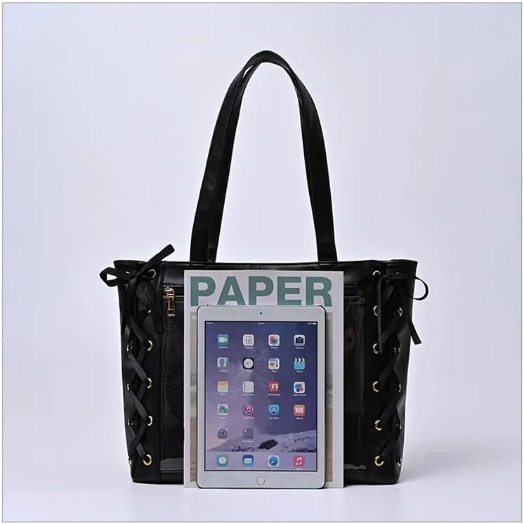 Ita Bag Shoulder Bag Women Men, Cute JK Y2K Top Handle Daypack Aesthetic Itabag Harajuku for Hiking Travel Trip Cosplay (black)