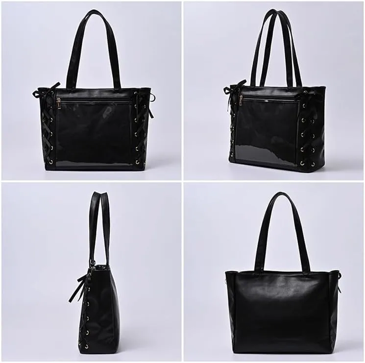 Ita Bag Shoulder Bag Women Men, Cute JK Y2K Top Handle Daypack Aesthetic Itabag Harajuku for Hiking Travel Trip Cosplay (black)