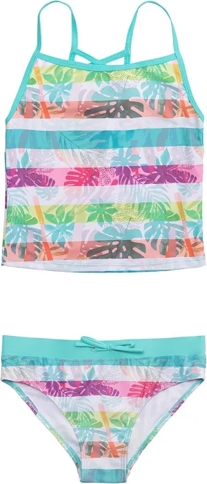 Jantzen Girls Two Piece Swimsuit Set (5, Tropical Stripe)