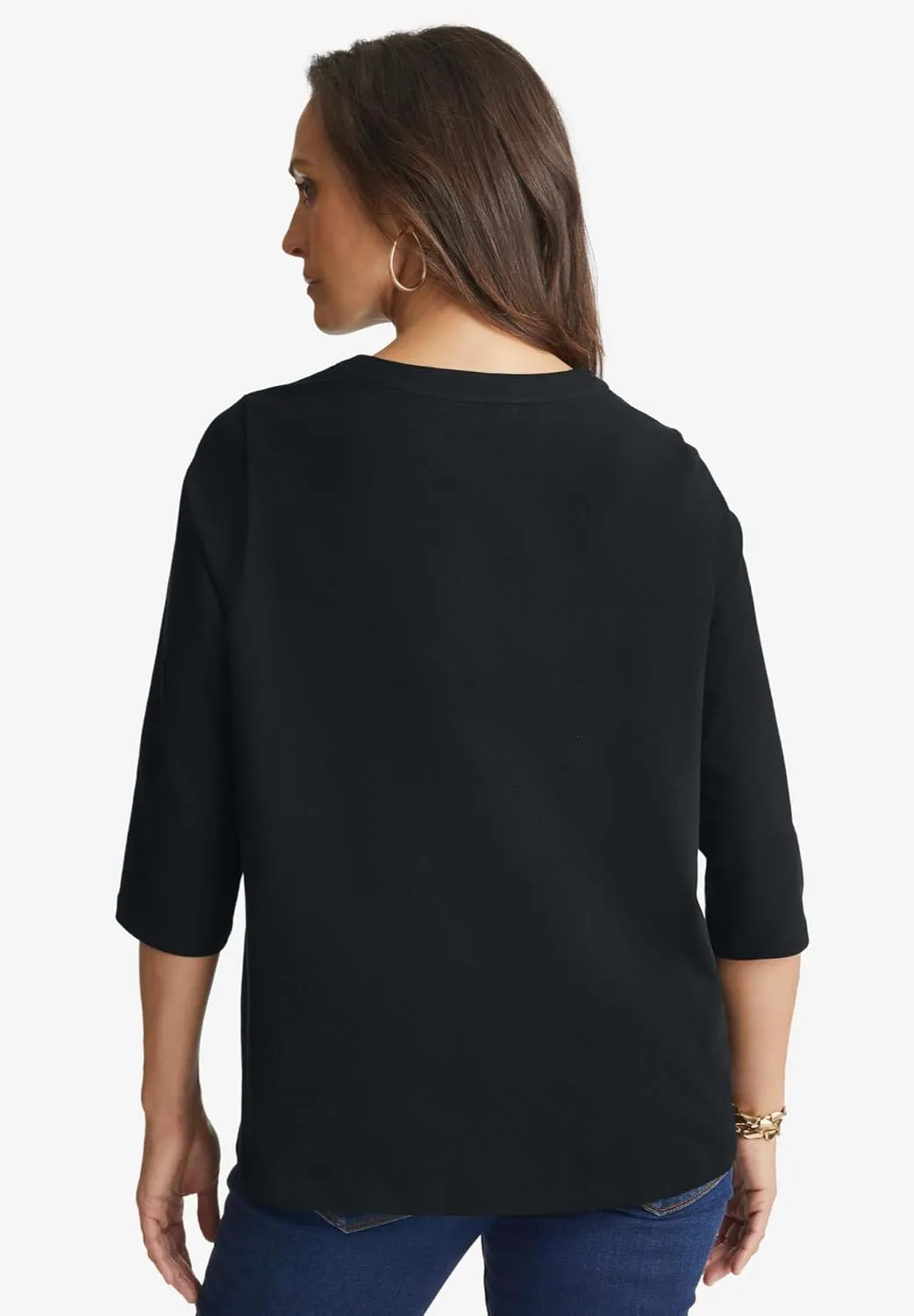 Jessica London Women's Plus Size Stretch Cotton Henley Top
