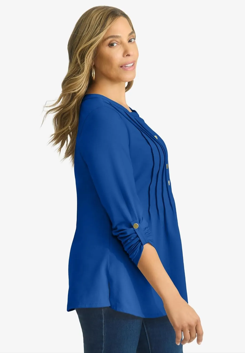 Jessica London Women's Plus Size Stretch Pleated Tunic