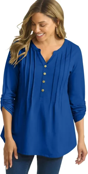 Jessica London Women's Plus Size Stretch Pleated Tunic
