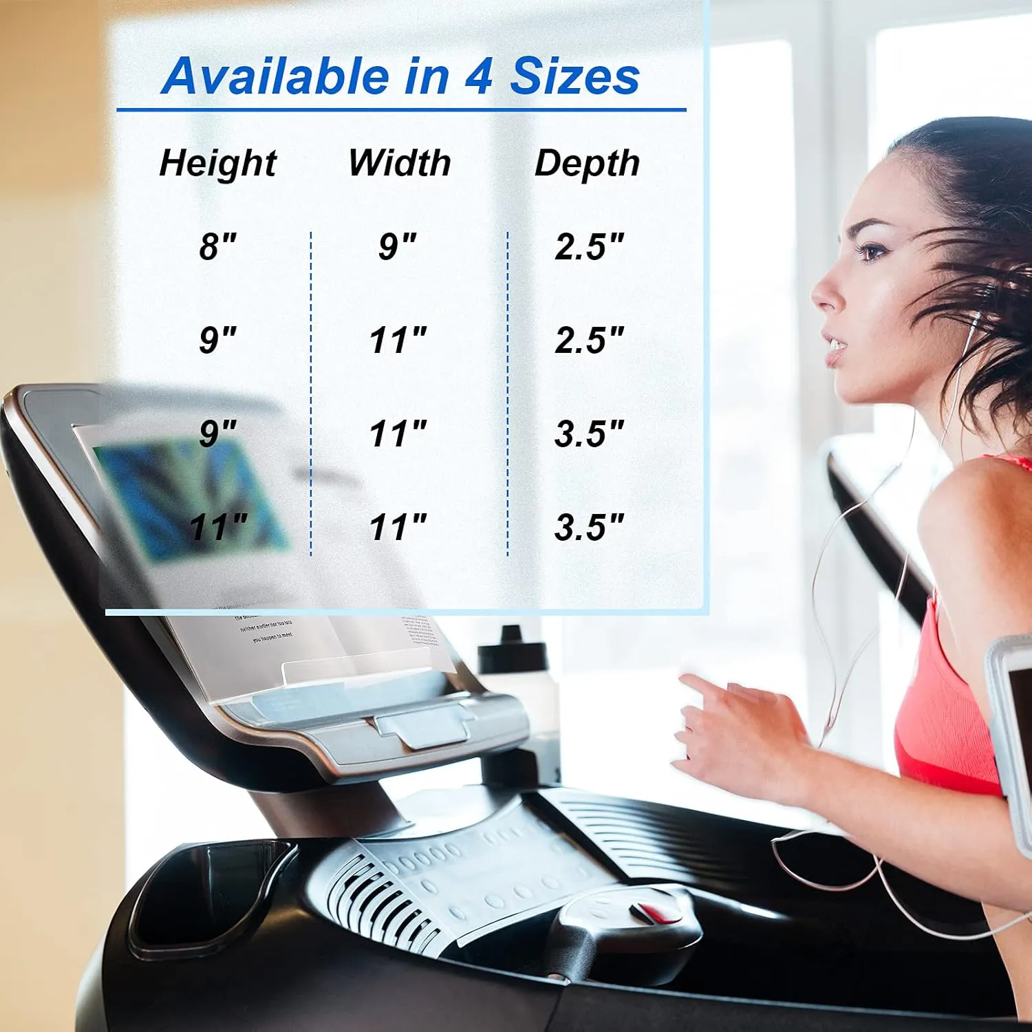 Jetec Treadmill Book Holder, Clear Acrylic Reading Rack for Treadmill Tablet Rack Universal Holder, for Tablet Magazines Books for Gym Exercising (9 x 8 x 2.5 Inches)