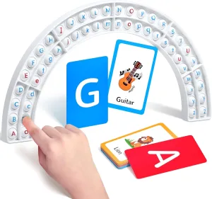 JoyCat Alphabet Arc Board Game for Toddlers ABC Letters Uppercase & Lowercase Practicing Learning Education Toys(with 26 Double-Sided Flash Cards)