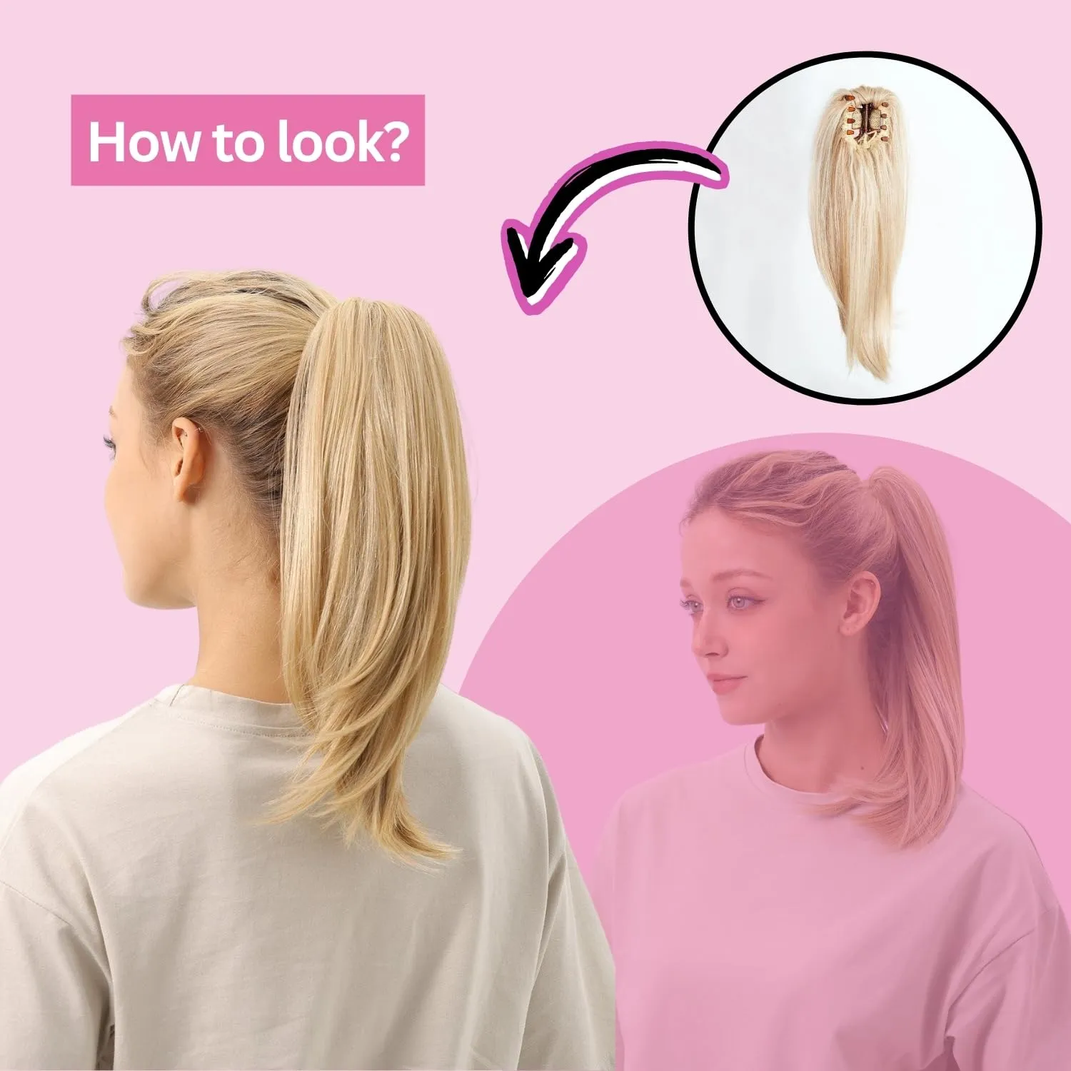 JUVABUN Straight ponytail 15''-Beach Blonde|Claw Clip In Ponytail Hair Extensions | Synthetic clips pony tails hair extensions |Hair Extensions for Women|Straight ponytail extension real human hair