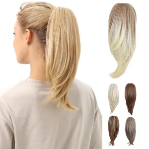 JUVABUN Straight ponytail 15''-Beach Blonde|Claw Clip In Ponytail Hair Extensions | Synthetic clips pony tails hair extensions |Hair Extensions for Women|Straight ponytail extension real human hair