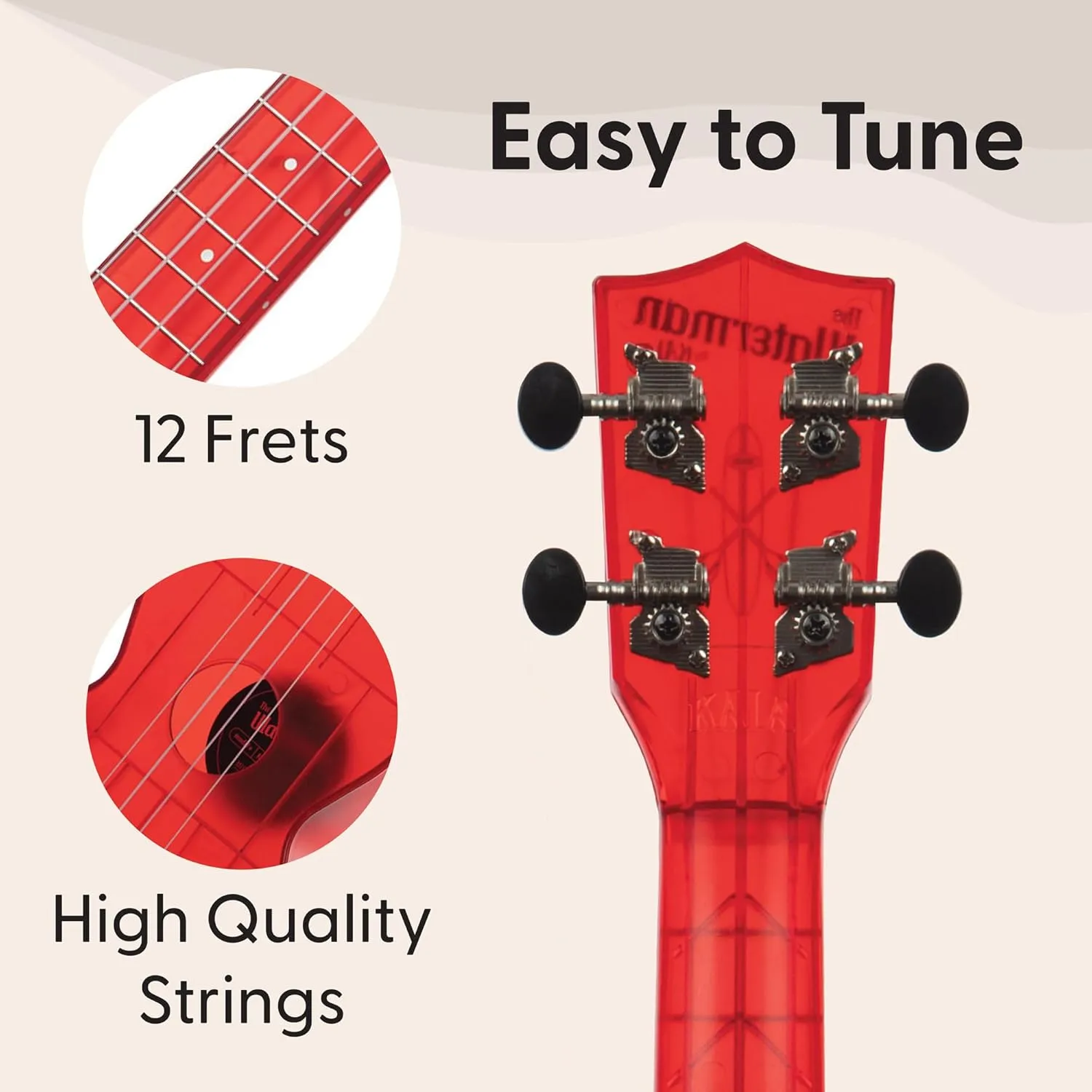 Kala Brand Music Co. The Waterman Sea Glass Collection, 4-String Ukulele, Right, Maritime Red, Soprano (KA-WMT-RD-S)