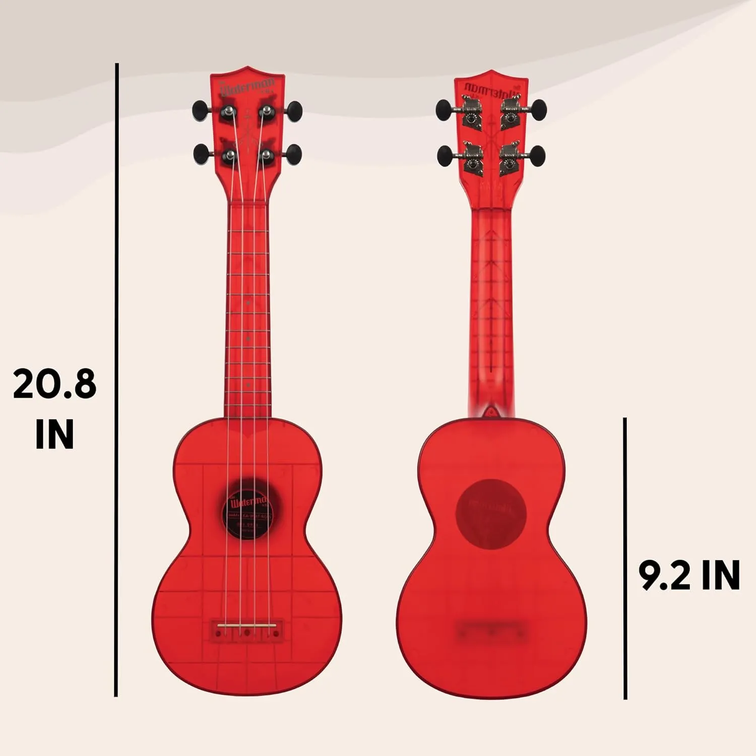 Kala Brand Music Co. The Waterman Sea Glass Collection, 4-String Ukulele, Right, Maritime Red, Soprano (KA-WMT-RD-S)