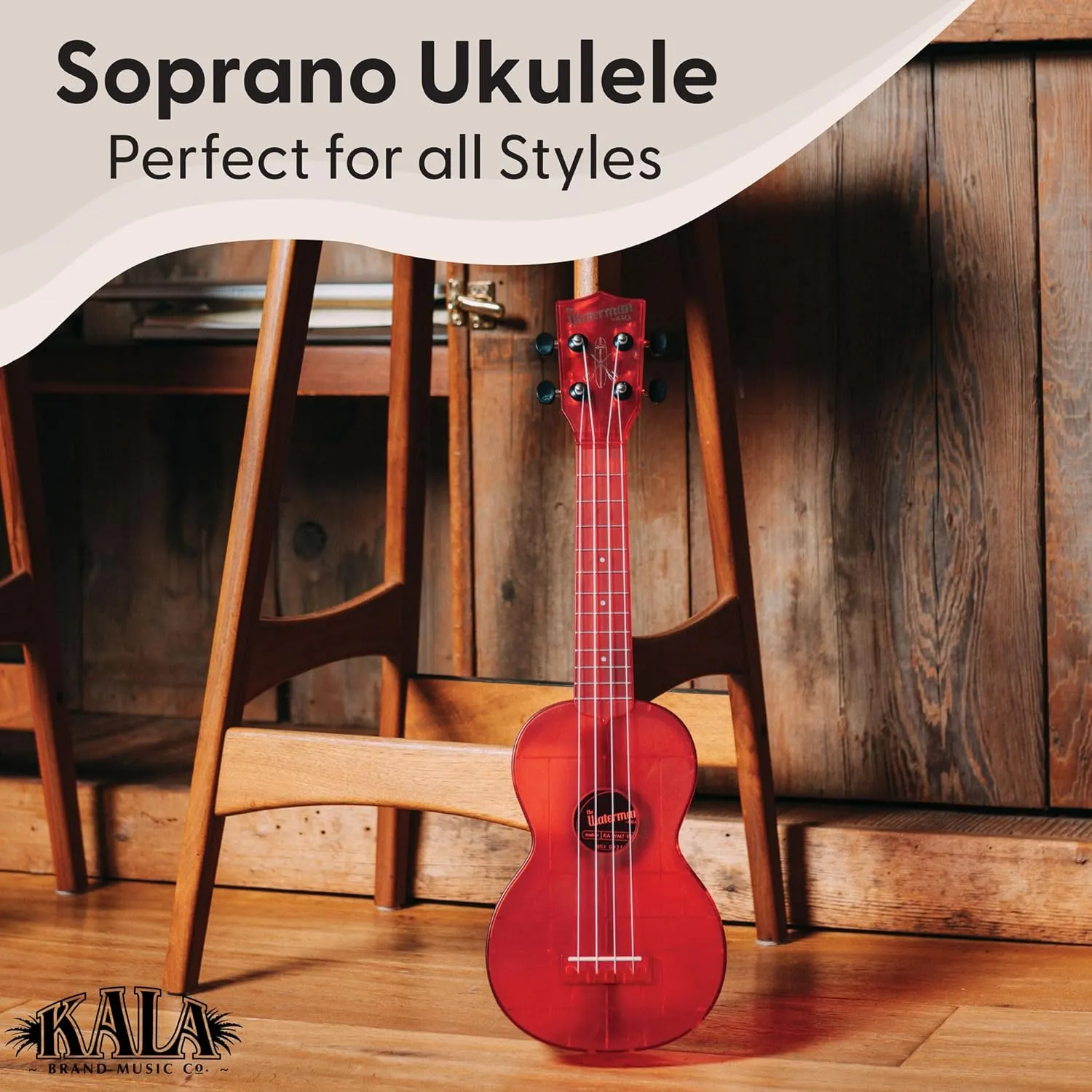 Kala Brand Music Co. The Waterman Sea Glass Collection, 4-String Ukulele, Right, Maritime Red, Soprano (KA-WMT-RD-S)