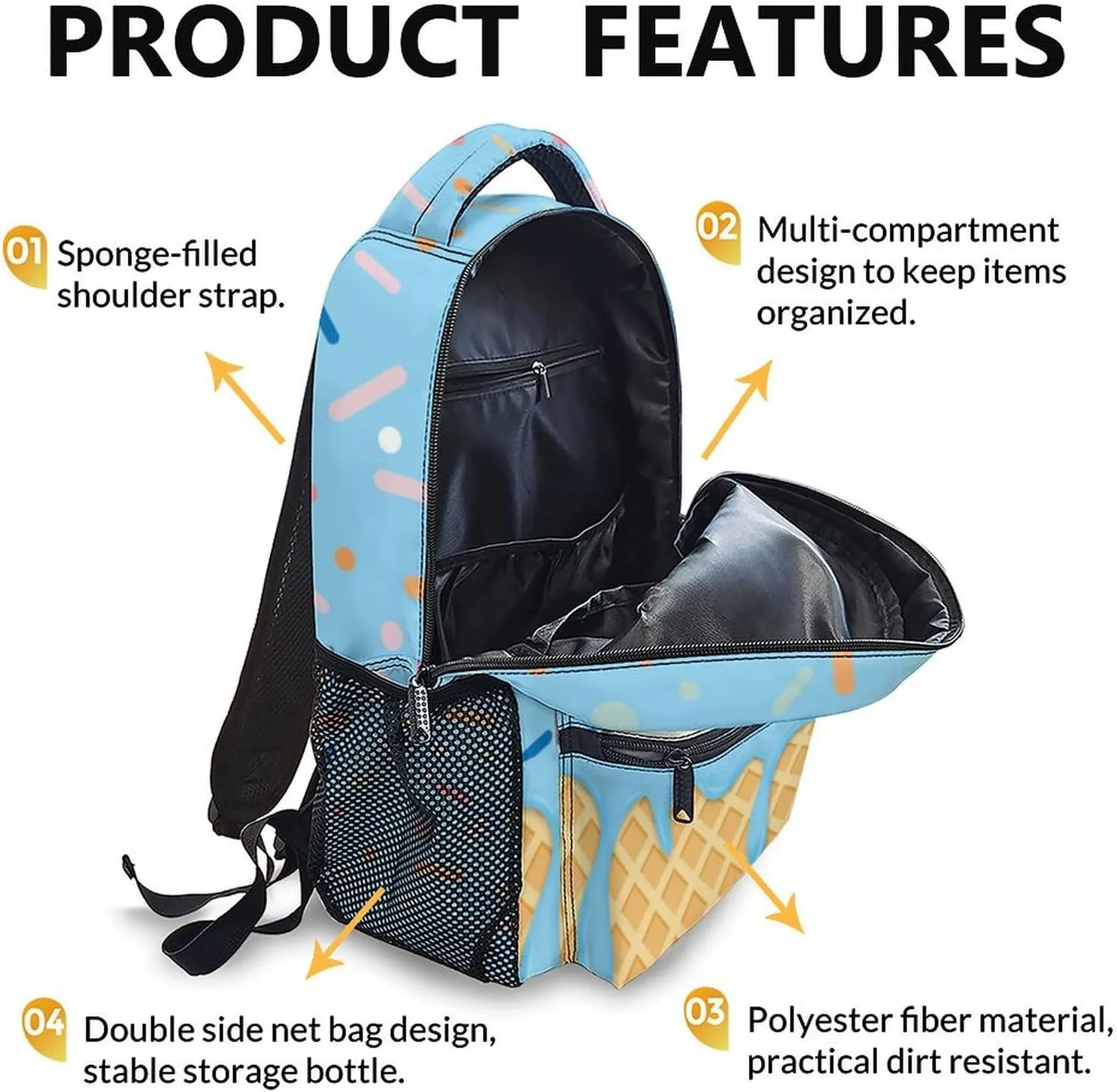 Kids Backpack, Cute Penguin Bookbag, 17 Inch Student Backpacks for Preschool Elementary Kindergarten Travel Camping, Gift for Kids Back to School