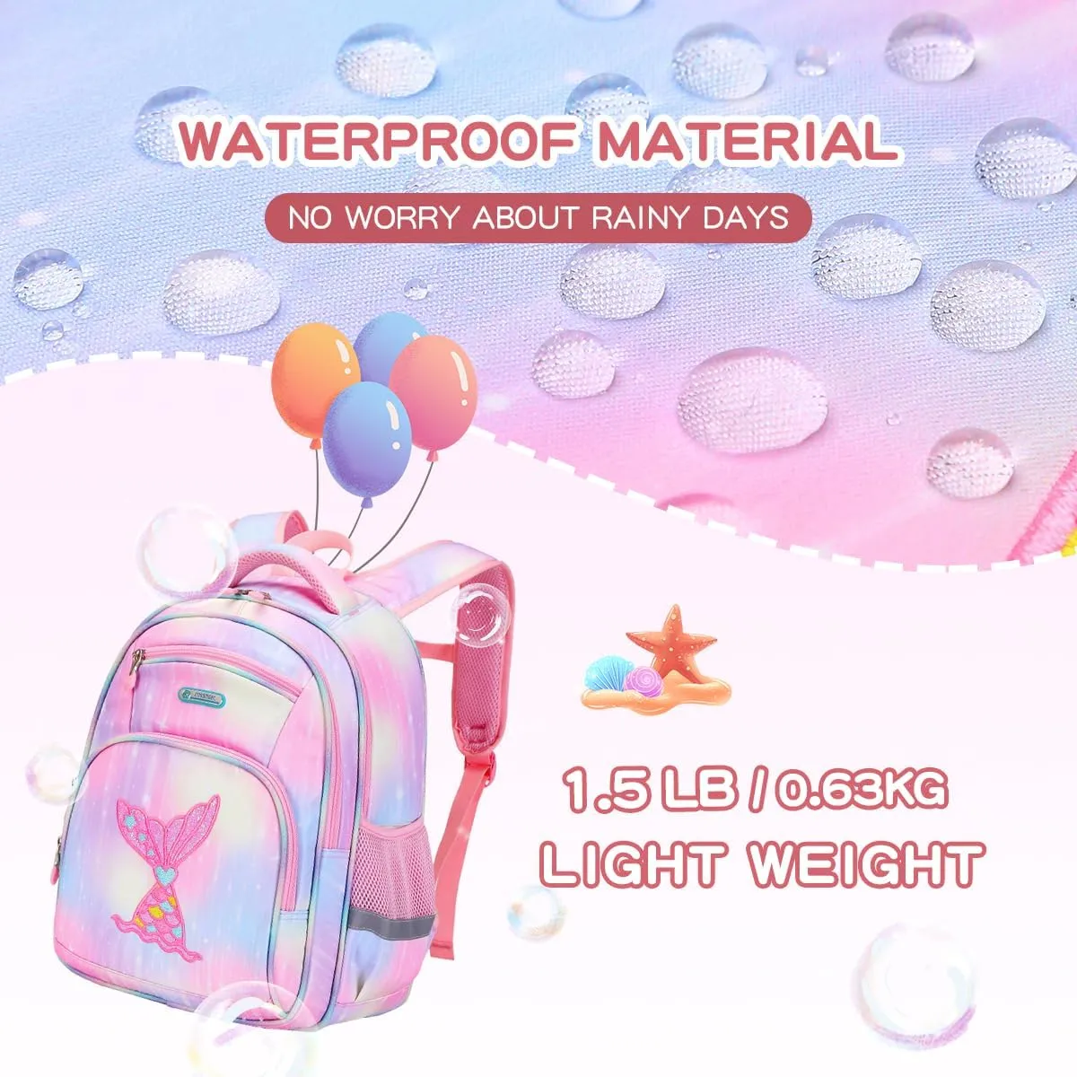 Kids Backpack for Girls Preschool Elementary Kindergarten School Bag 15.6″ Multifunctional Cute Large Capacity